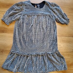 WONDER NATION Girls Black Silver Dress Plus Husky Size Large 10/12